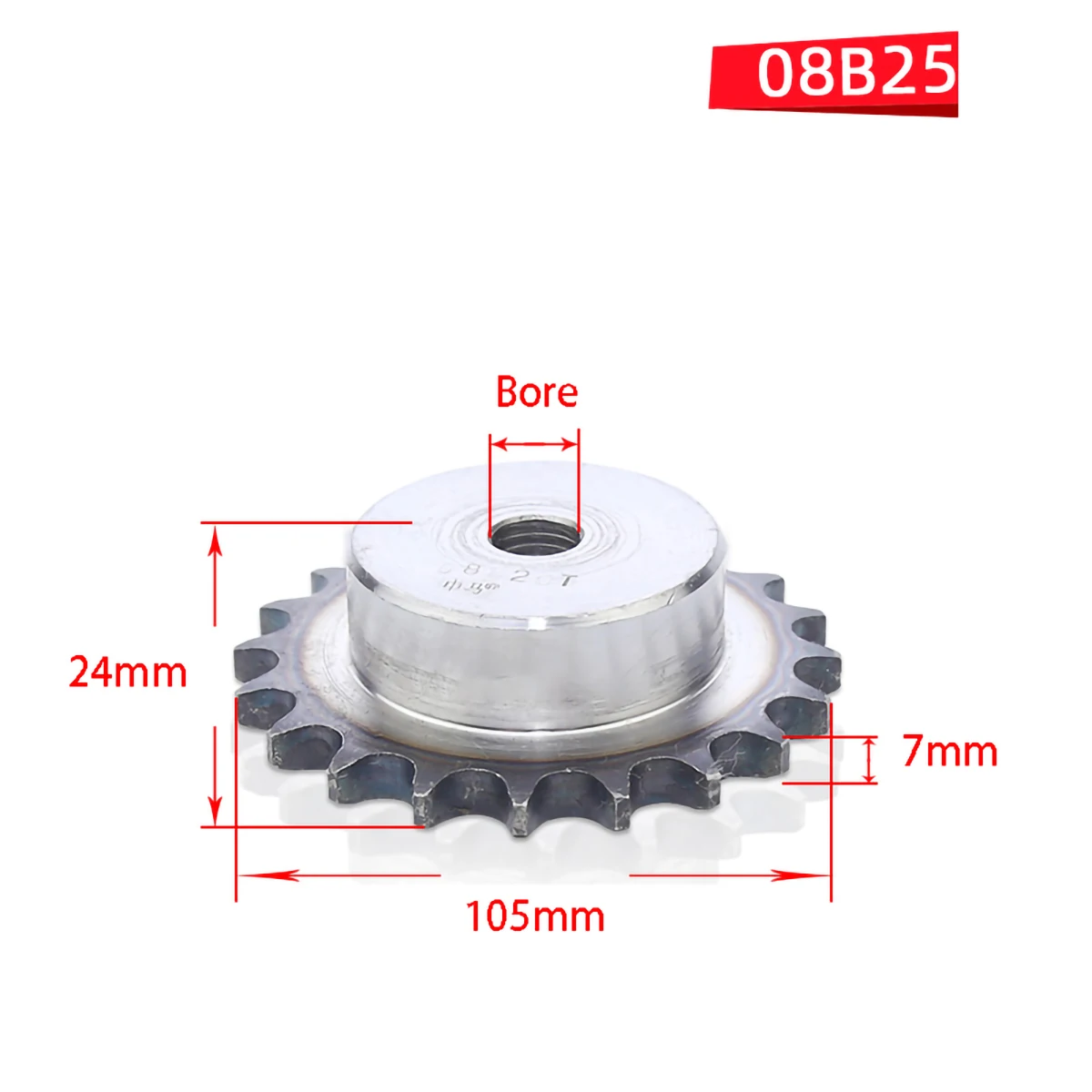 

1Pcs A3 Steel 08B Chain Drive Sprocket 25-40 Tooth Roller Chain Gear Pitch 12.7mm Industrial Sprocket Wheel