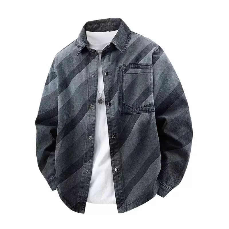 

Autumn and Spring New Fashion Trend American Vintage Workwear Denim Jacket Men's Loose Sports Plus Size High-end Outerwear M-3XL