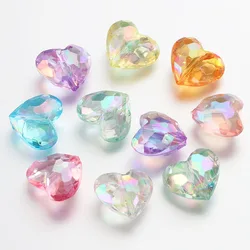 20pcs Acrylic Love Heart Beads Shiny Crystal Loose Spacer Beads for Necklace Bracelet Jewelry Making Supplies