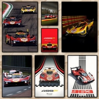 Le Mans Red 499P Supercar Painting Calligraphy HD Canvas Poster living room bedroom bar aesthetic decoration