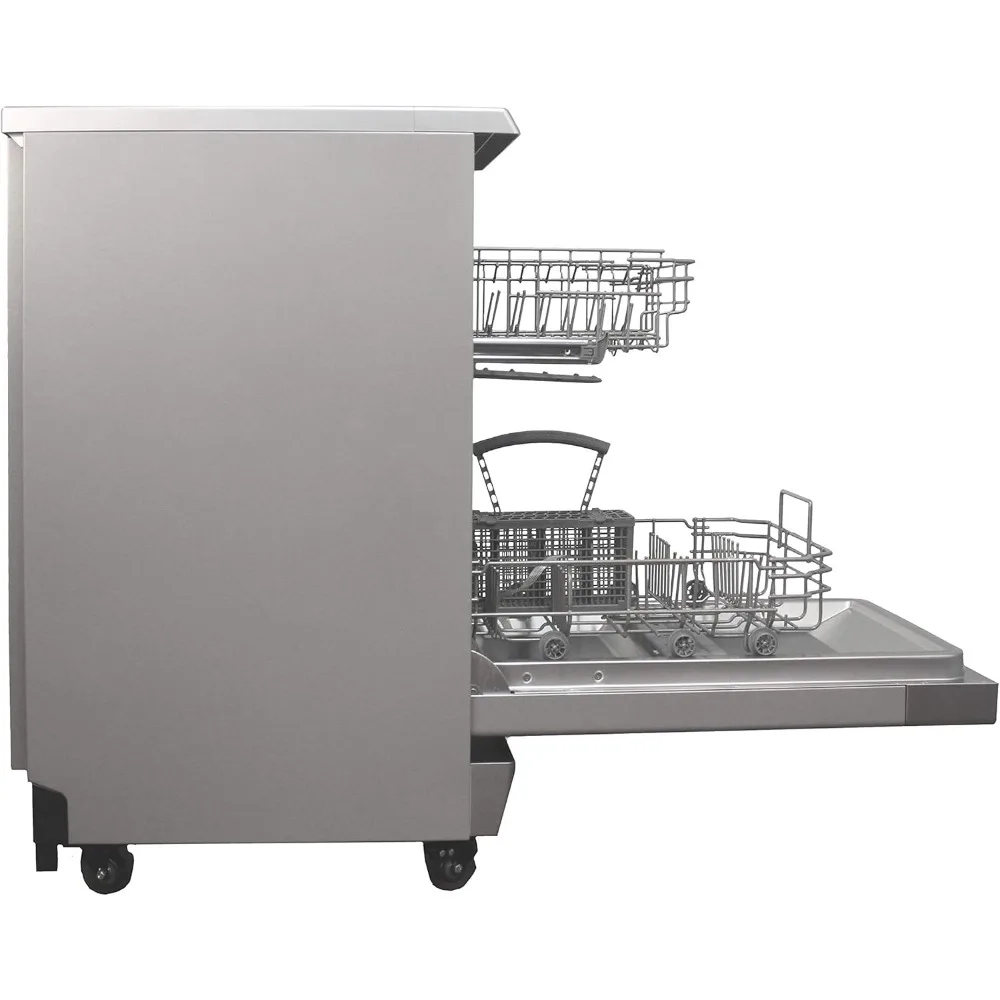 18″ Wide Portable Stainless Steel Dishwasher , 6 Wash Programs, 8 Place Settings