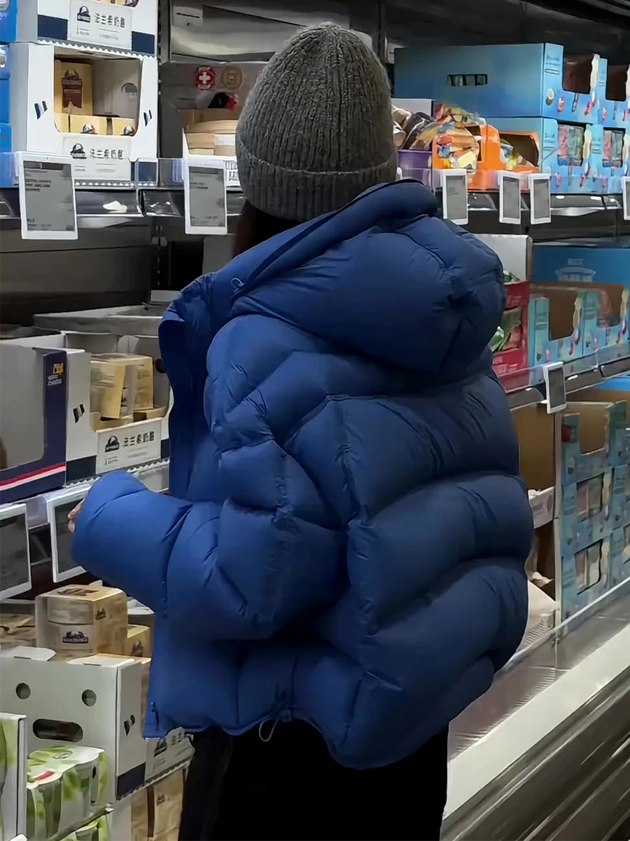 Casual Sle ort Puffer Jaet Thi Abrigo de plumón azul cálido para mujer con capucha Turtle Ba Design Ci Leisure Winter Oute...