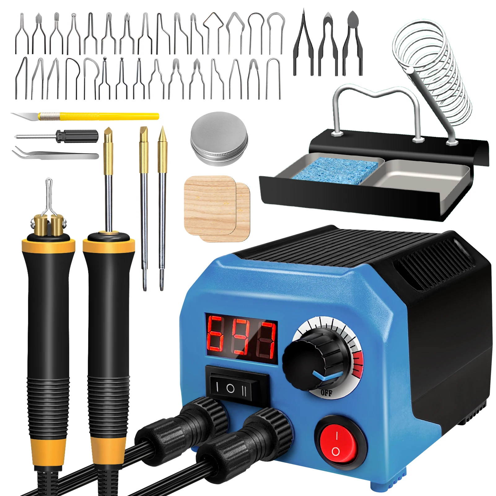 Kit de quemador de madera LH55-Z2-NS2, herramienta para quemar madera, bolígrafo, kit de quema de madera con termómetro Digital, temperatura ajustable
