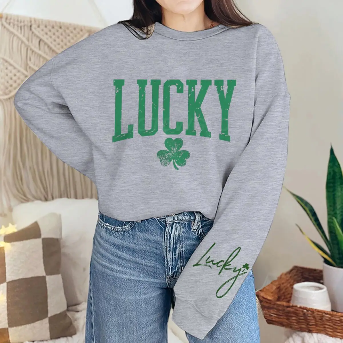 

St Patricks Day Sweatshirt Women Lucky Clover Irish Saint Patricks Day Party Gifts Y2K Sudaderas