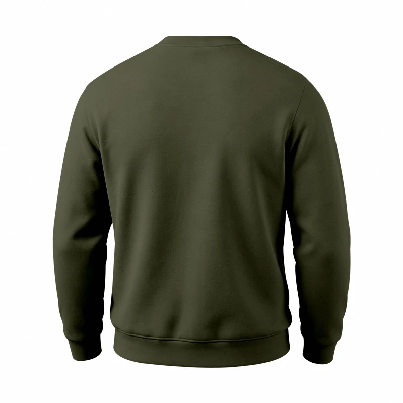 Men's 1-Piece Loose Fit Classic Fleece-Lined Crewneck Long Sleeve Sweatshirt, Warm Winter Windproof Casual Top image 5