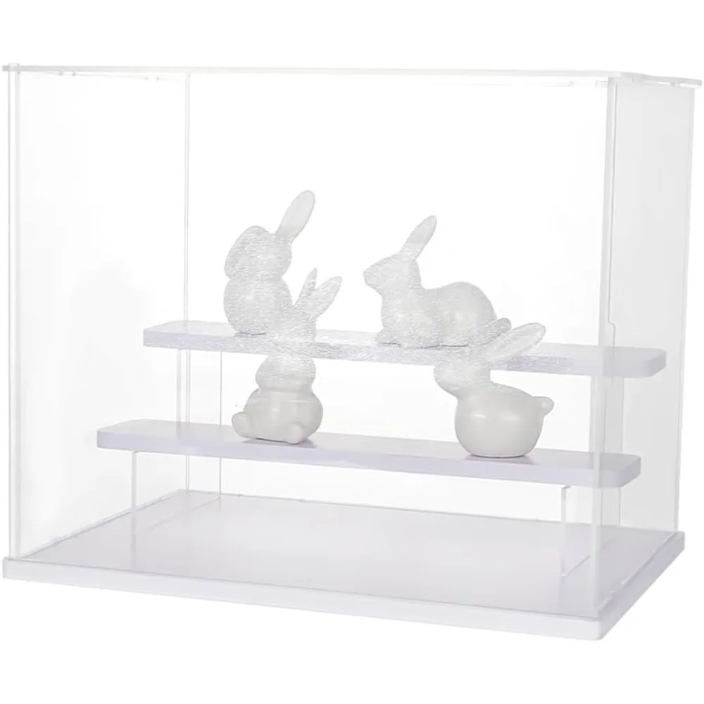

1 Set 3 Tier Display Case Clear Plastic Display Case with Tier Holder Risers Dustproof Protection Showcase for s Anime Figure