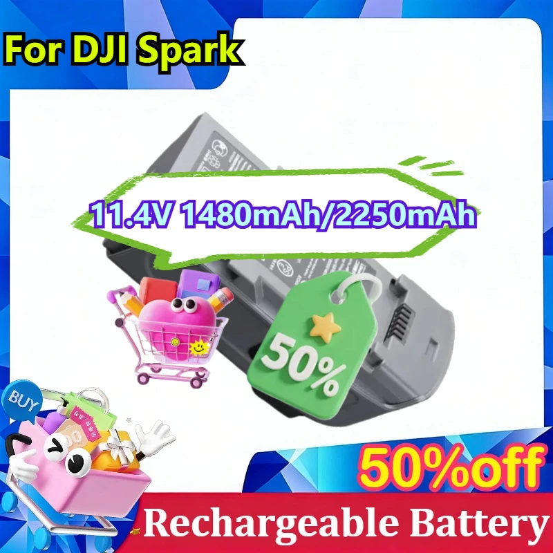 

11.4V 1480mAh/2250mAh Replacement Battery for DJI Spark Drone UAV Accessories 0 Cycles Activated