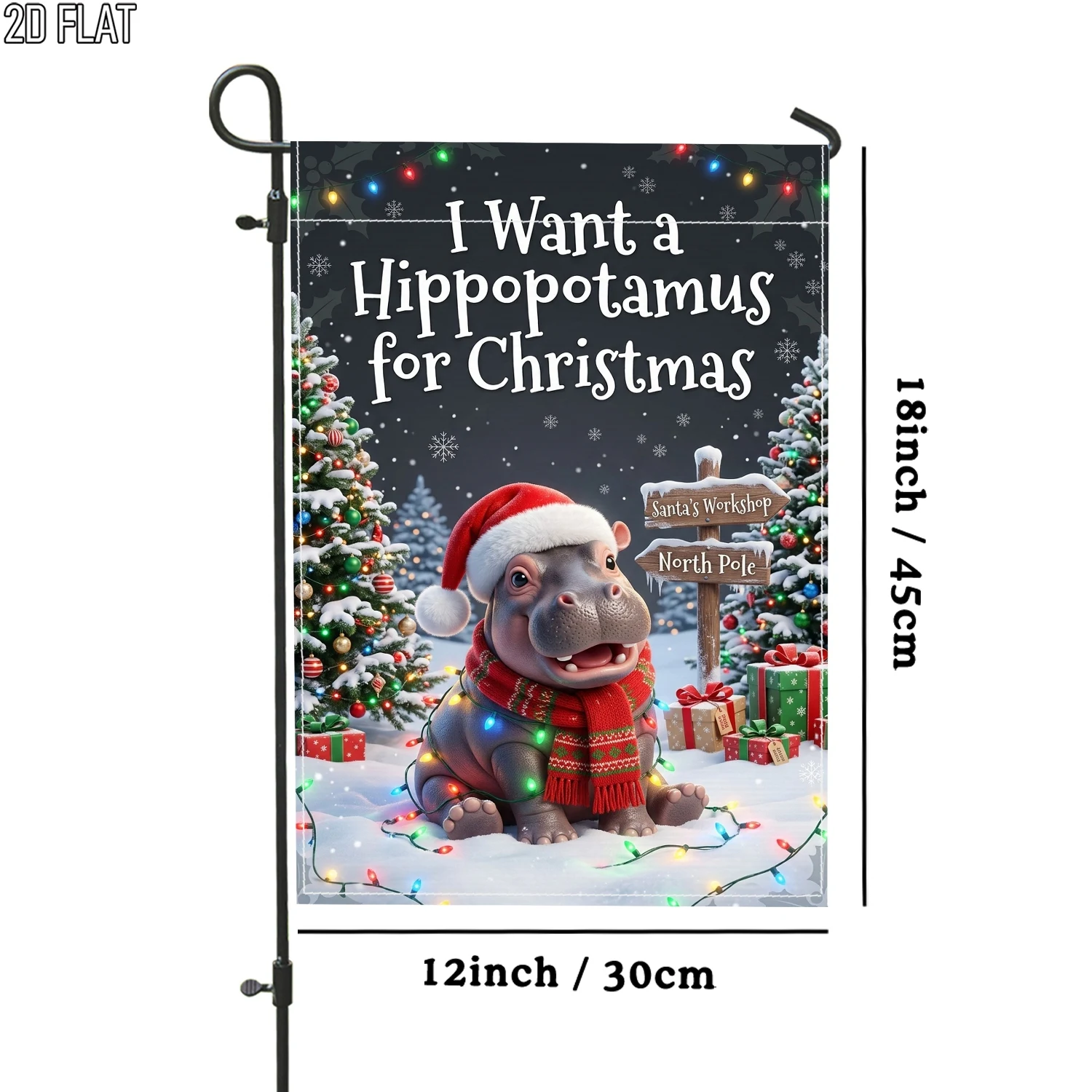 2D Plane - 2D Plane, 1 Red Hippo Welcome Garden Flag, Red Outdoor Garden Flag, Face, Suitable for Porch Decoration, Garden Outer Yard Decoration, Excluding Flagpole