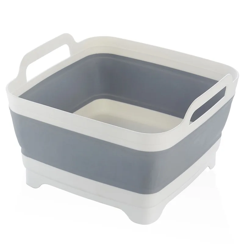 Portable folding basin, telescopic plastic vegetable washing basin, thickened folding sink, ice bucket, bottle washing