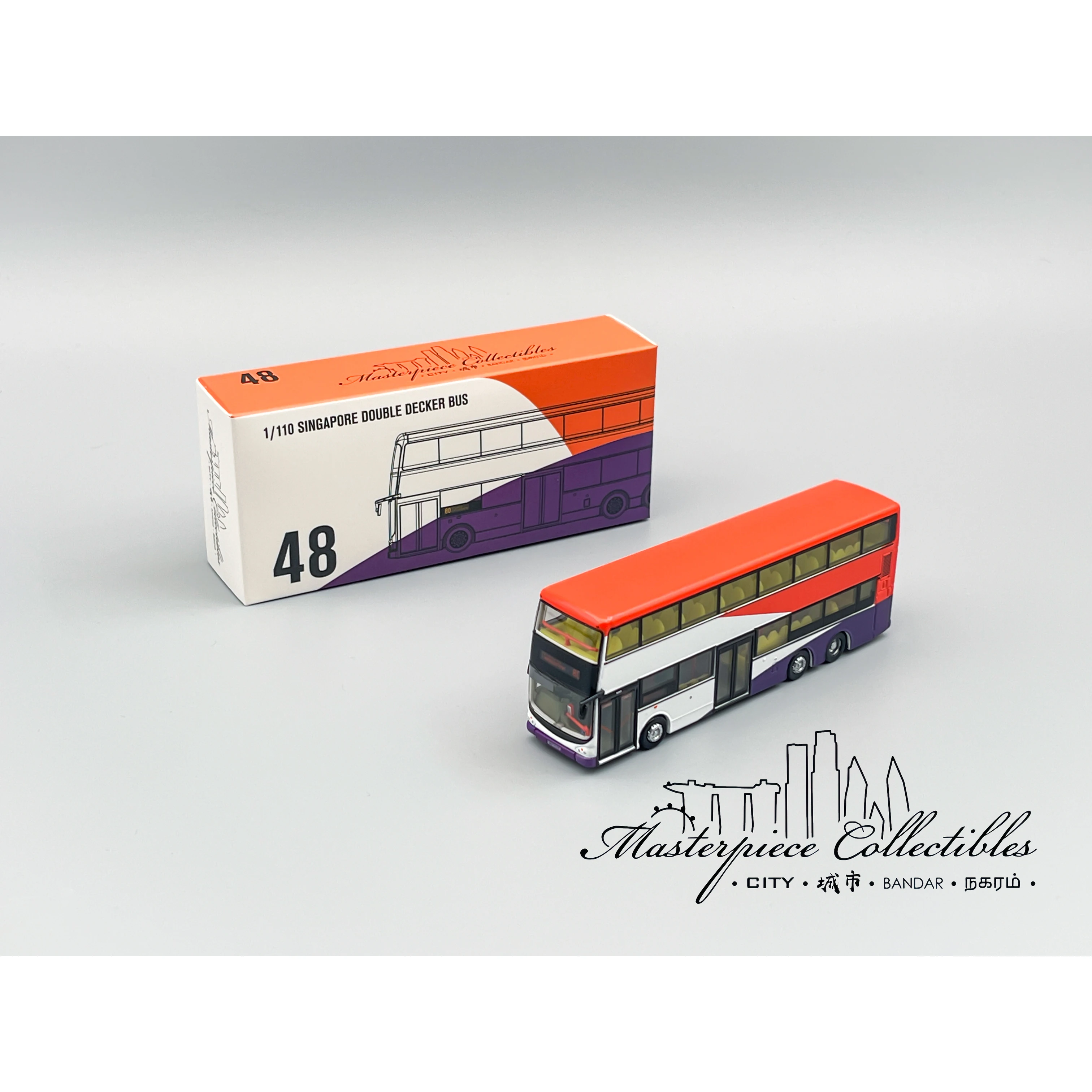 

Masterpiece Collectibles 1/110 SINGAPORE DOUBLE DECKER BUS Collection of die-cast alloy car model ornaments