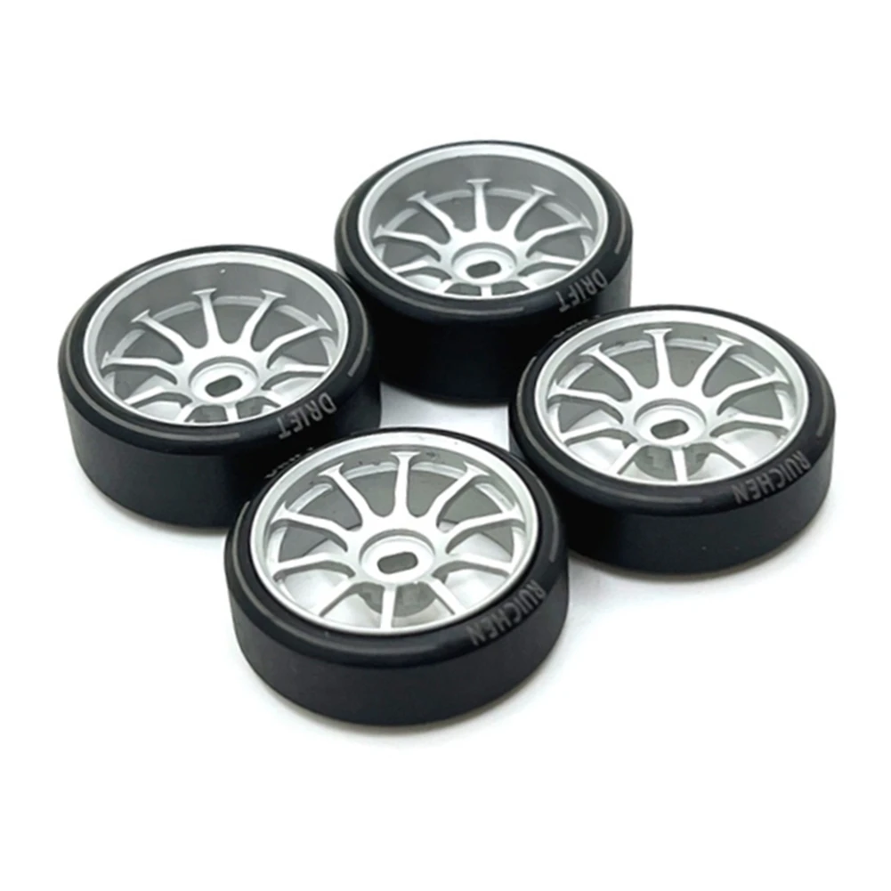 4Pcs Hard Plastic Drift Tire Tyre Metal Wheel Rim for 284131 K969 K989 P929 Mini-Z 1/28 RC Car Upgrades Parts,2