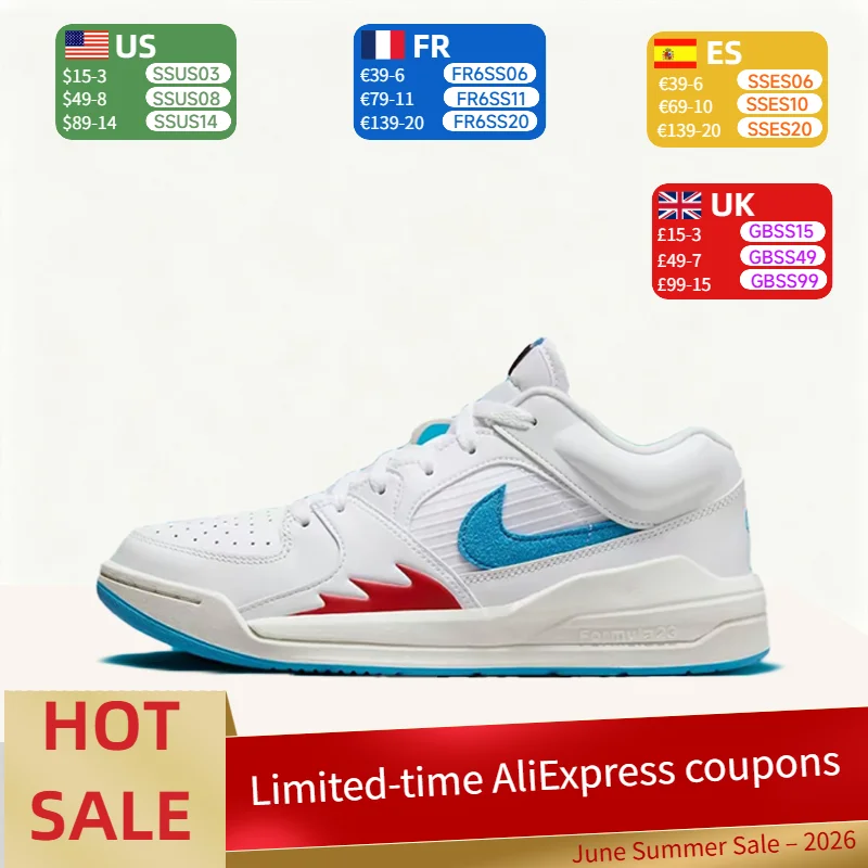 Nike Jordan Stadium 90 Daily Zapatos casuales de caña baja antideslizantes y coloridos para mujer Blanco Azul Rojo FB2269-100