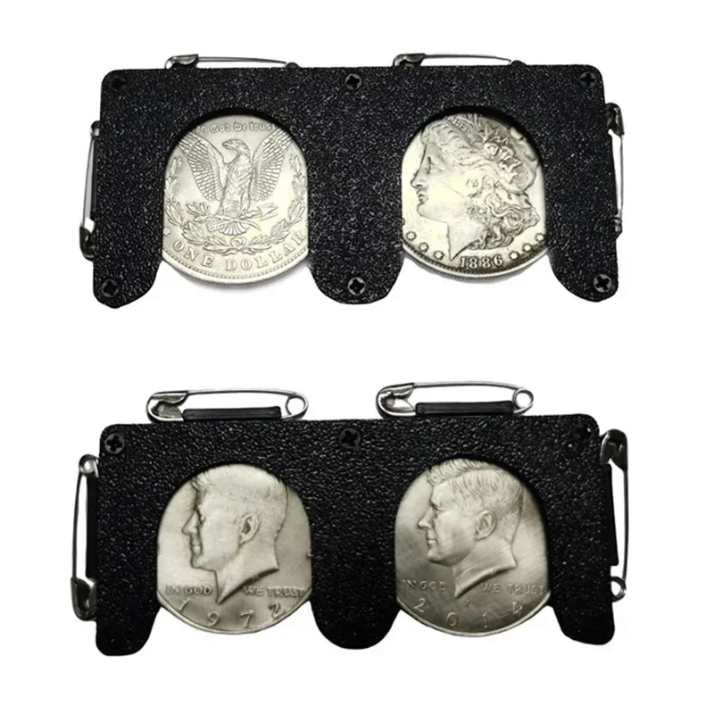 Coin Holder (Morgan/Half Dollar Size,No Coins) Magic Tricks Produce Two Coins Magia Accessories Close-up Illusions Gimmick Prop