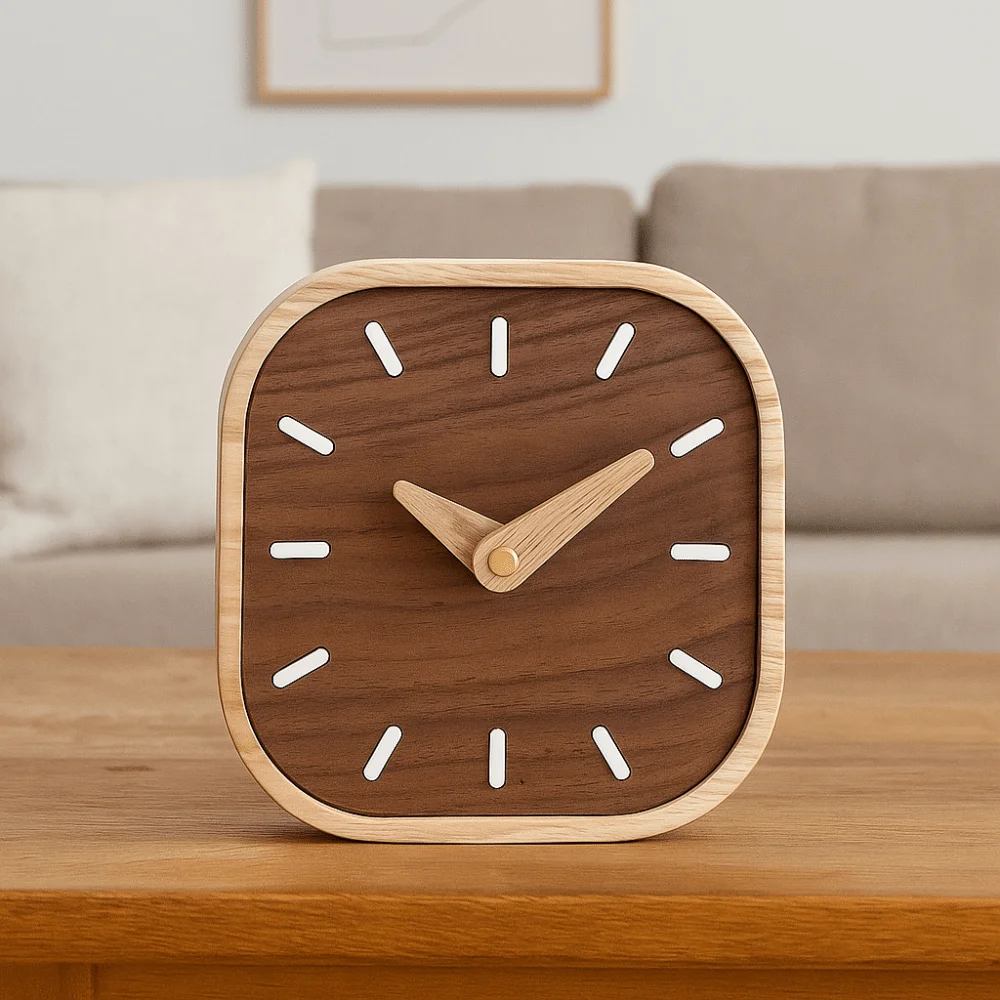 Unique Retro Tabletop Clock Wooden Exquisite Bedside Table Clock Decorative Silent Clocks Study Room