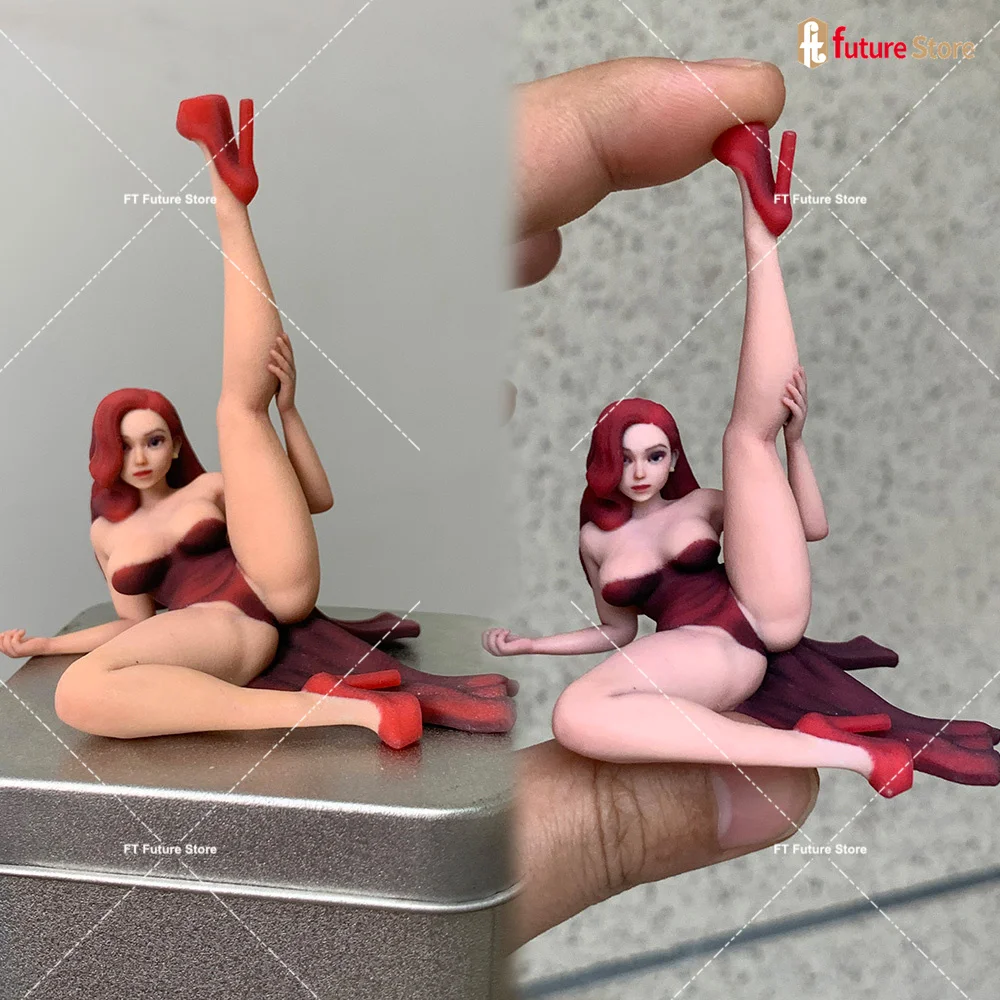 

Resin Diorama 1/18 1/16 1/12 Sexy Anime Red Dress Beauty Female Half Lying Posture Model Miniature Figurine Doll Scene Props
