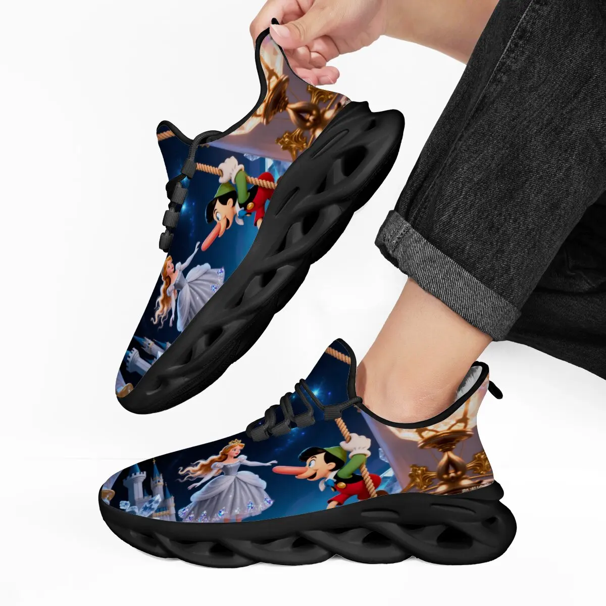 

Chunky Sneakers Disney Pinocchio and Cinderella Fleece Lined Dad Shoes Women Mickey Mouse Shoe Zapatos Minnie Mouse Niña