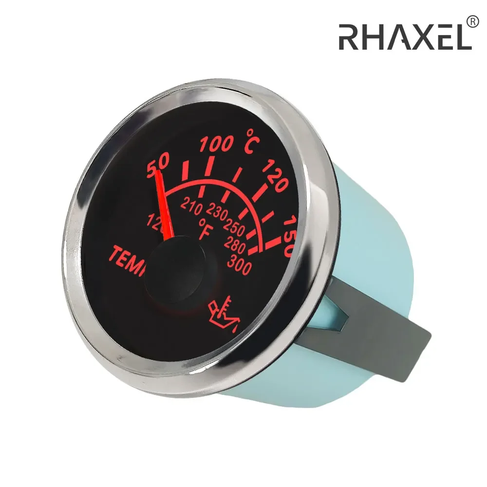 RHAXEL กันน้ํา Universal 2 "(52 มม.) เครื่องวัดอุณหภูมิน้ํามันสัญญาณ 50-150 ℃   มีไฟแบ็คไลท์สีแดง 12V 24V สําหรับรถยนต์ เรือ รถจักรยานยนต์