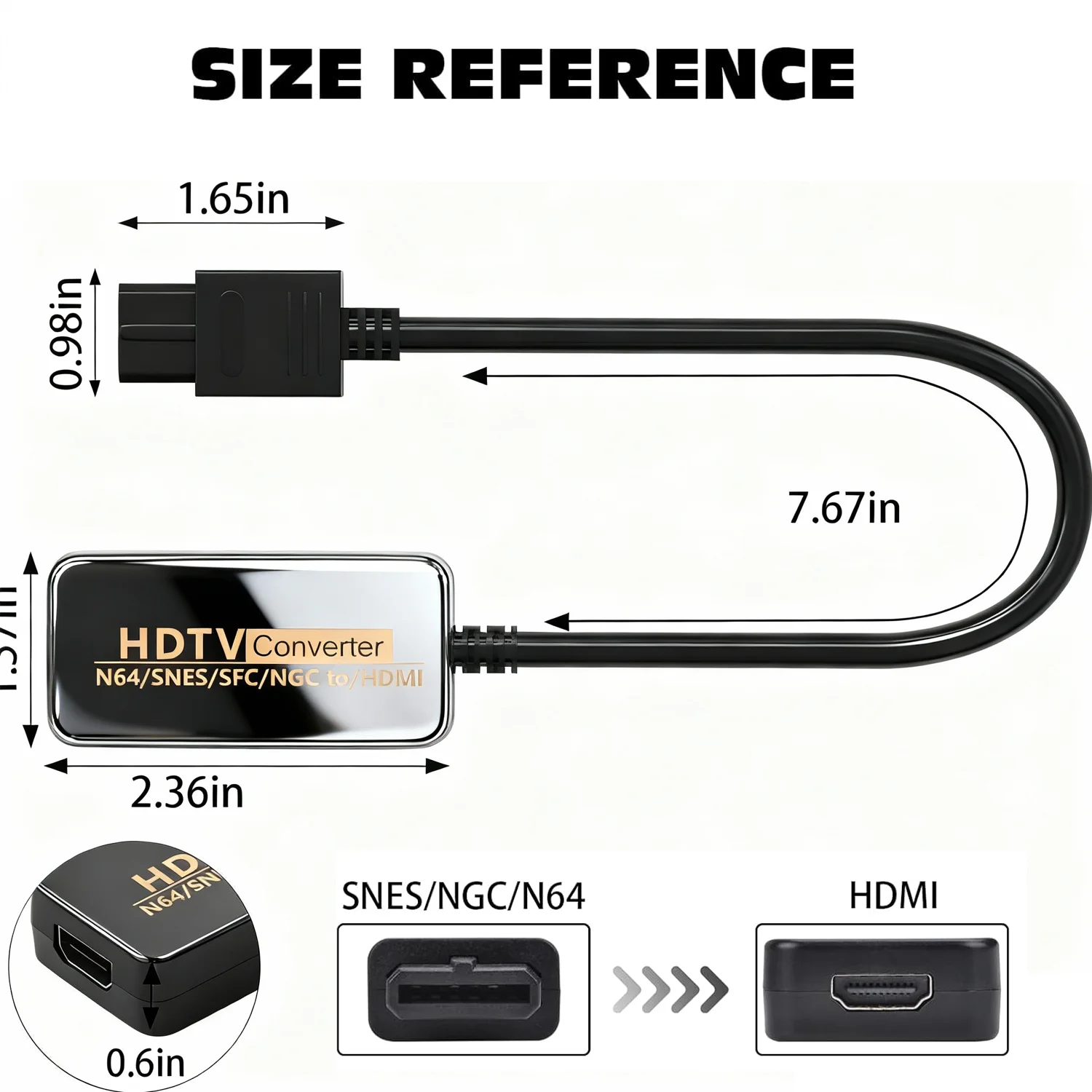 N64 1080P to HDMI Converter Adapter with HDMI Cable for Nintendo 64 SNES Console - Game Cube Plug And Play Restored Game Screen