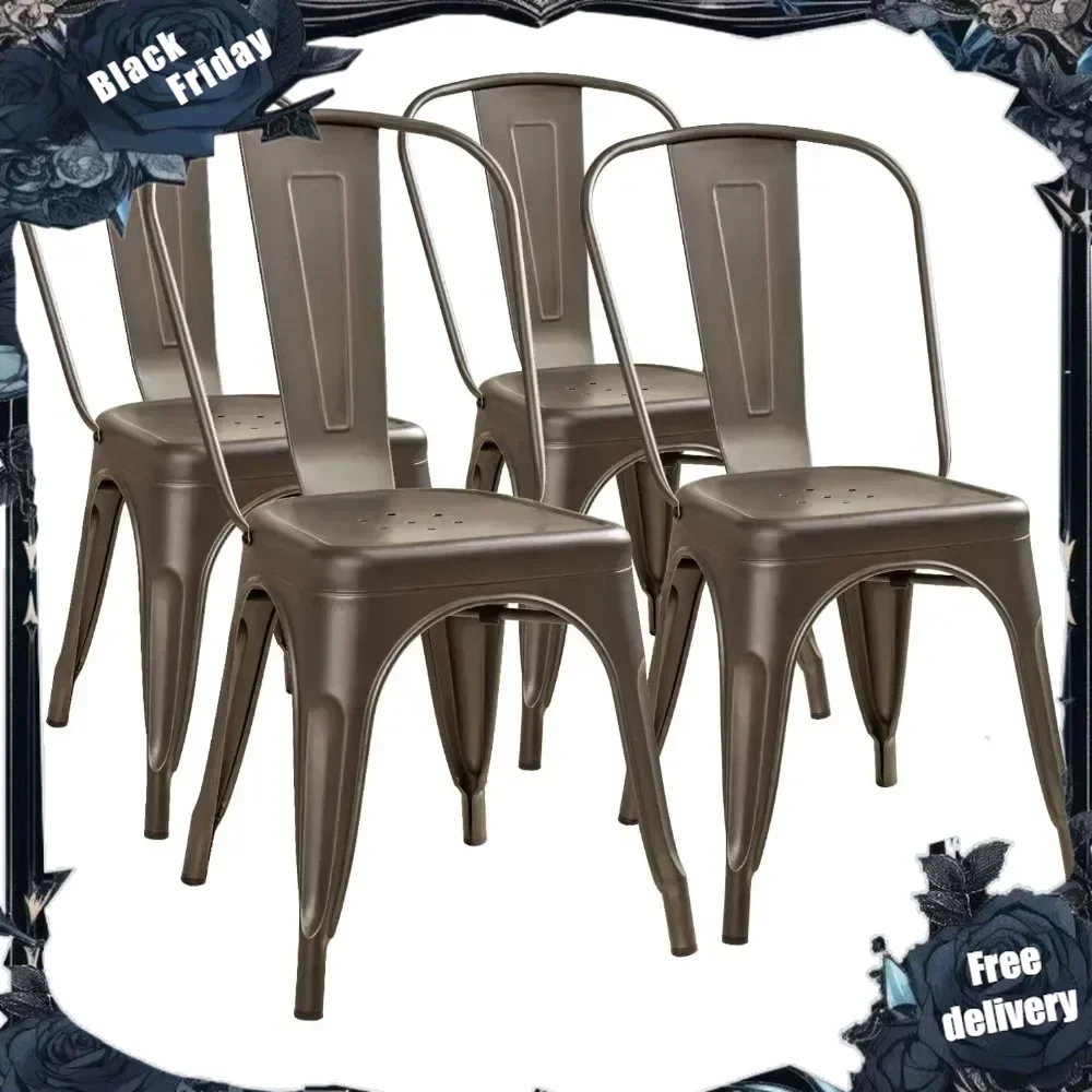 

Metal Dining Chair Indoor Outdoor Use Stackable Classic Trattoria Chair Chic Dining Bistro Cafe Side Metal Chairs