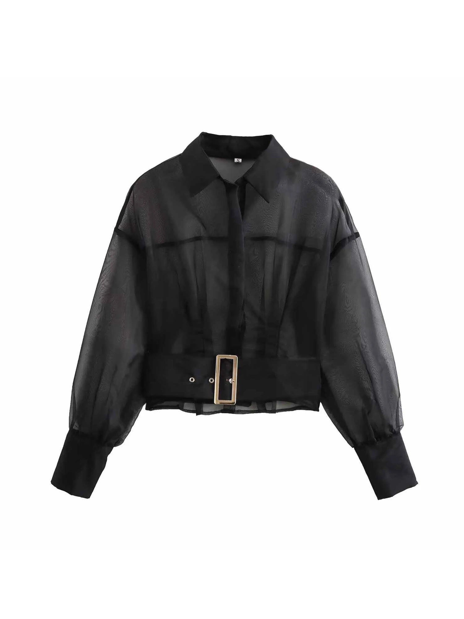 

Women's Black Gothic Gauze Shirts Blouses Y2k 2000s Ladies Top Aesthetic Vintage Elegant Long Sleeve Shirt Clothes Autumn 2025