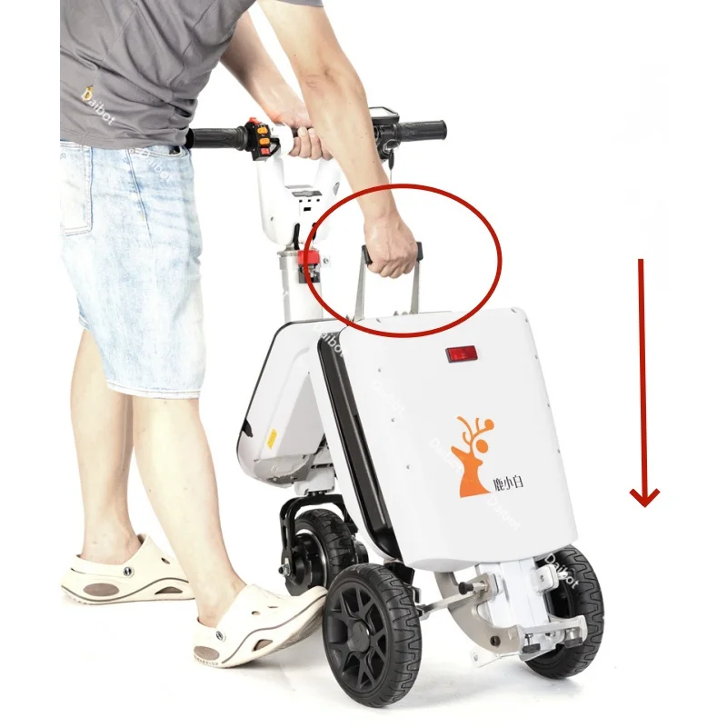 3-Rad-Mobilitätsroller, zusammenklappbar, leicht, für behinderte Menschen, 350 W, 48 V, Mini-Elektro-Dreirad, für Erwachsene und Senioren, abnehmbare Batterie – Detail 15