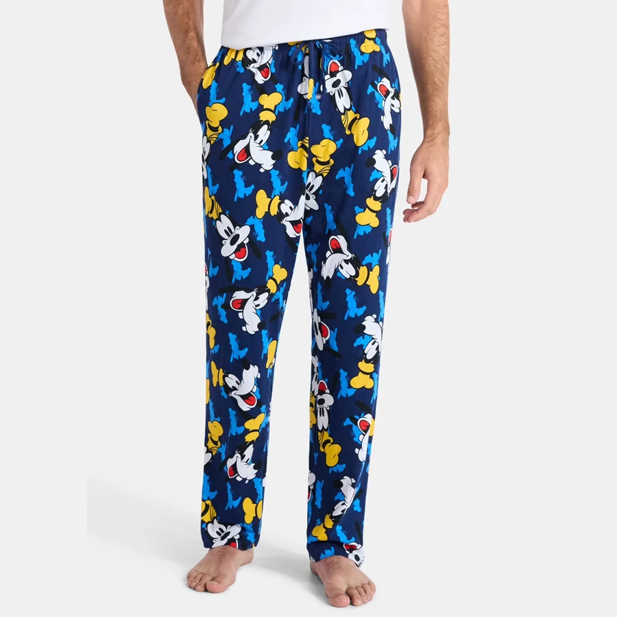 Pantalones de pijama de salón para niños y adultos con estampado de cabeza grande de Goofy de Disney, trajes familiares a juego, cómodos y ligeros de secado rápido para verano