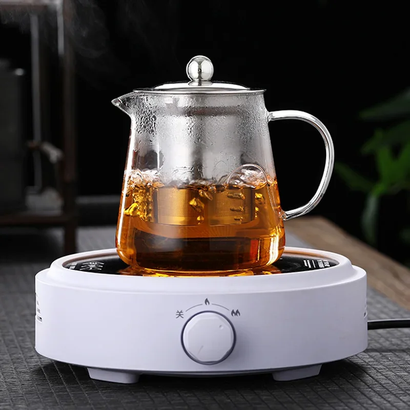 Upgrade Heat Resistant Glass Teapot with Stainless Steel Tea Strainer Infuser Flower Kettle Kung Fu Teaware Set Puer Oolong Pot