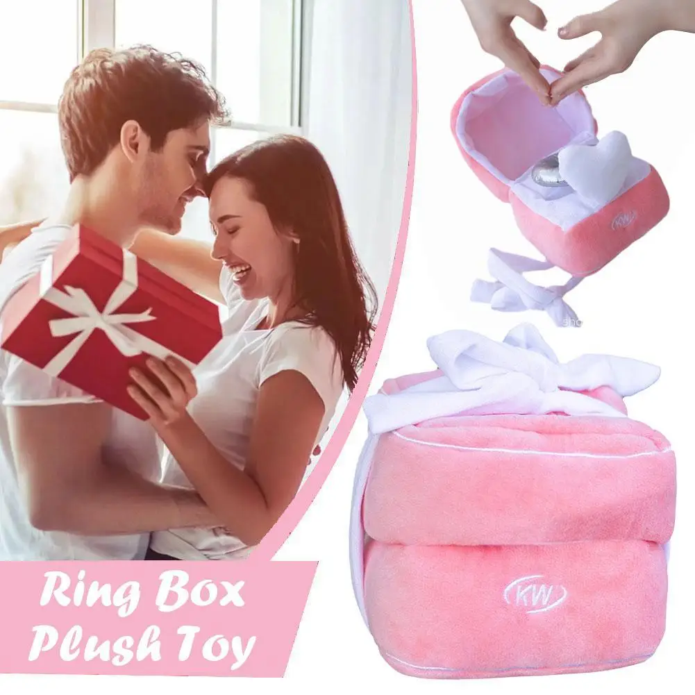 Cute Box Plush Toy Heart Shape Diamond Case Couple Mysterious Surprise Box Memory Wedding Valentine\'s Day Gift Present