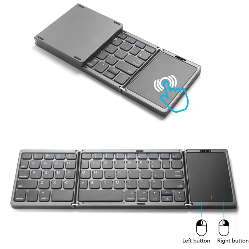 Портативная Мини Складная Беспроводная Bluetooth 5,1 клавиатура с 3-канальным соединением для Windows планшет телефон Android, серый
