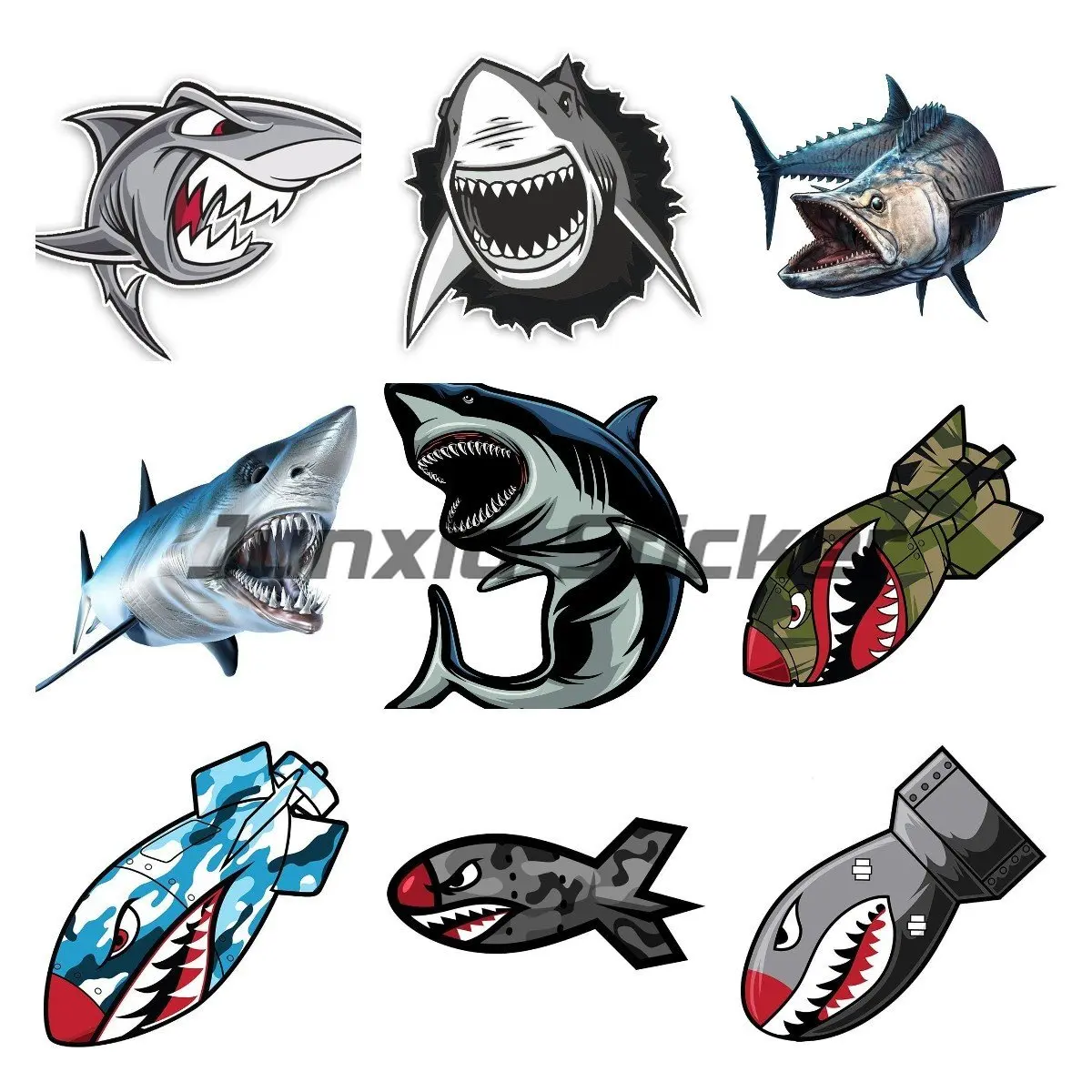 Bomb Flying Tiger Shark Mouth Decals Vinyl Car Stickers Laptop Waterproof Bumper Funny Decoration