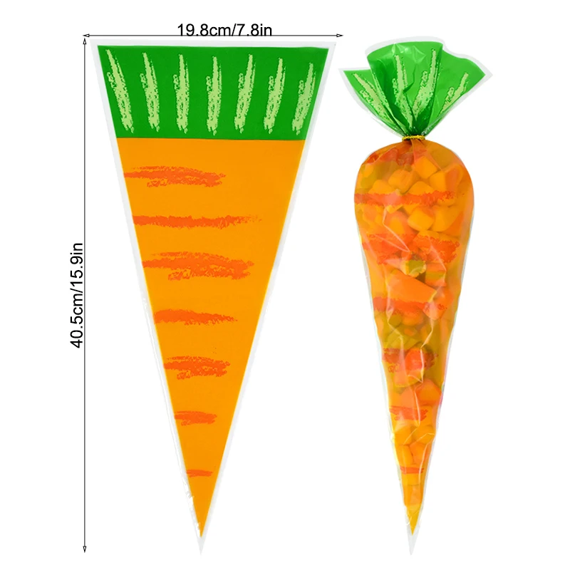 20/40pieces Easter Carrot Candy Bag Children\'s Day Spring Party Gifts DIY Packaging Decoration Birthday Baby Shower Supplies