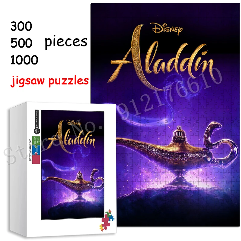 Disney Aladdin Lamp Poster Puzzles Cover 300/500/1000 Pieces Jigsaw Puzzle Diy Art Decompressed Game Educational Toys Home Decor