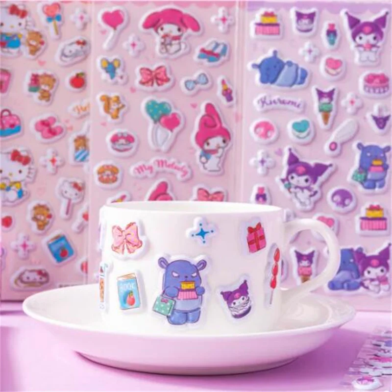 Imagem -03 - Kawaii Sanrio Melody Kuromi Bolha Adesivos Bonito Scrapbooking Diário Faça Você Mesmo Adesivo Decorativo Etiqueta Album Stick 24 Pcs por Lote