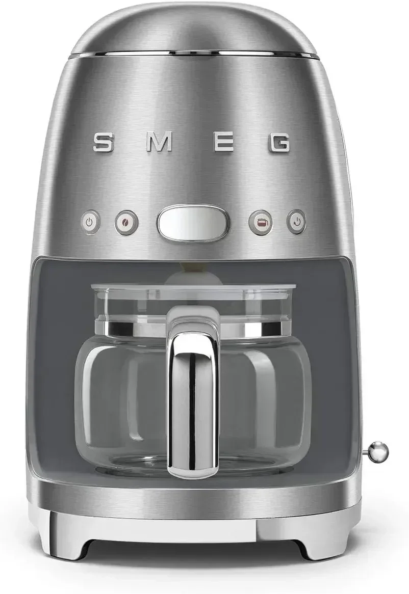 Smeg 50's Retro Style Aesthetic Drip Coffee Machine with 10 Cup Glass Carafe, Auto Start Feature, Keep Warm Plate, and Two