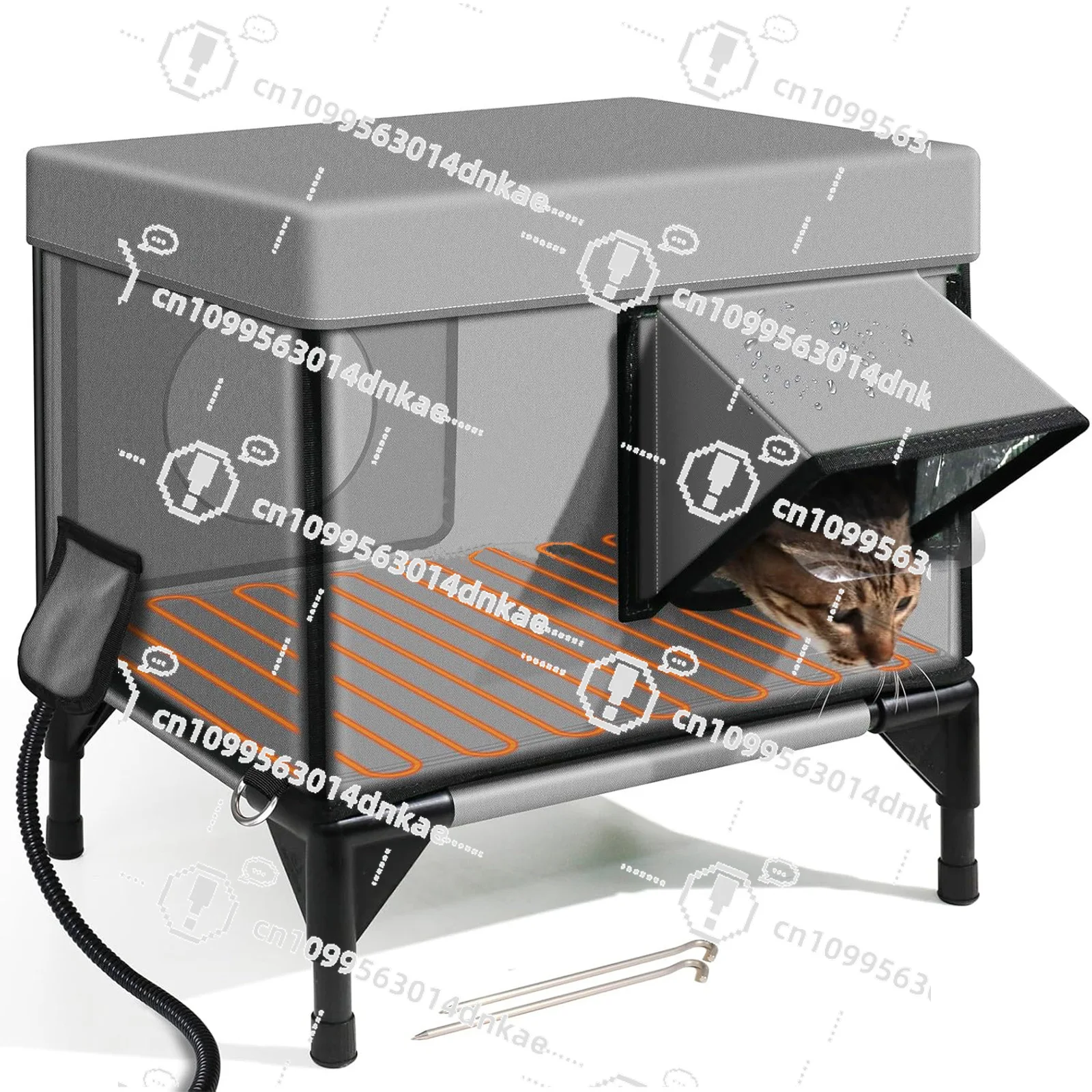 Winter Outdoor Warm Cat Box Windproof, Rainproof and Scratch-proof, Electric Heating Anti-bite Hose Is Safer