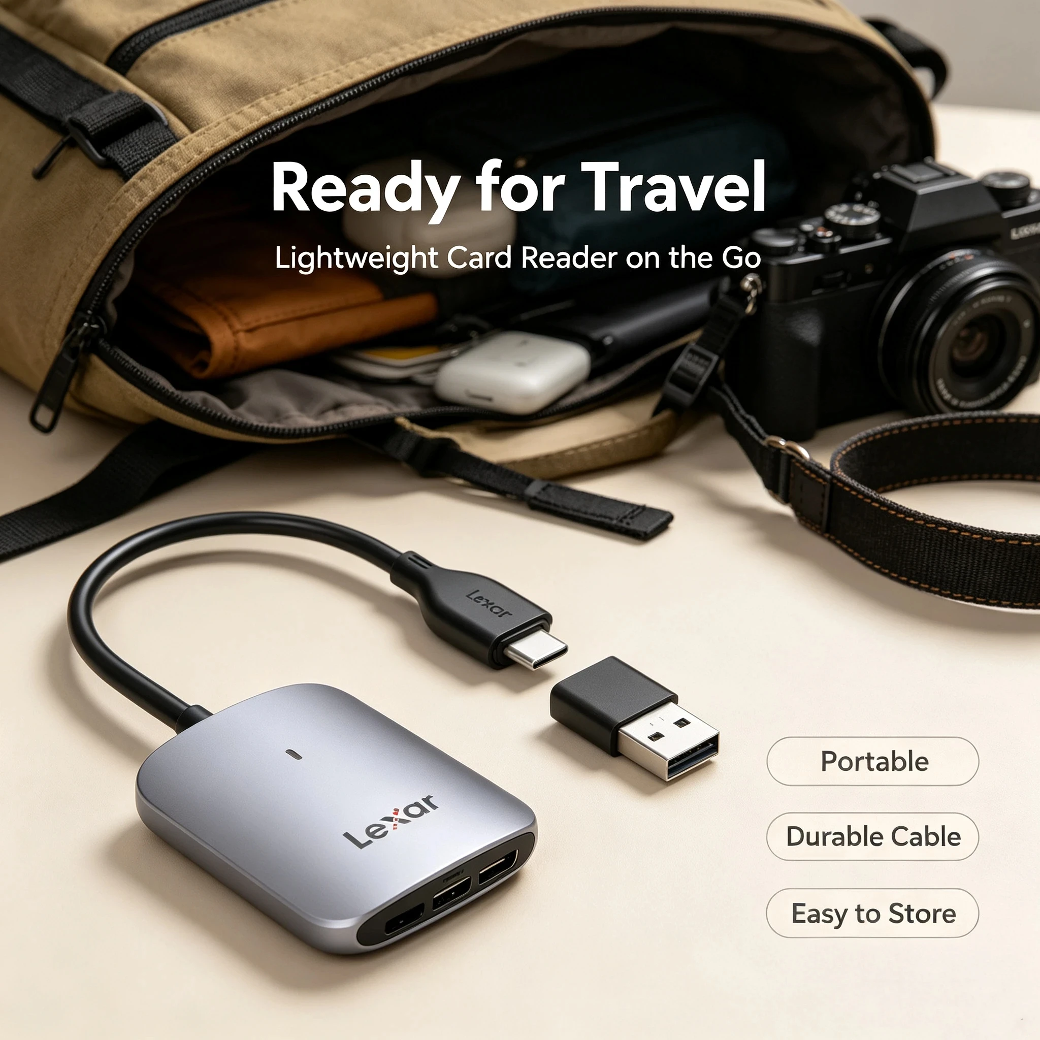 Lexar CFexpress Type A Card Reader Bus Powered Heat Dissipation High Bitrate Metal Housing 900MB/s Read 10Gbps for Videographers