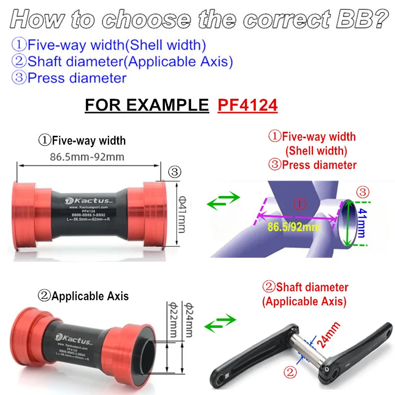 PF4124 BB86 92 Pressfit Bottom Brackets Mtb Road Bicycle BB PF4130 PF41-DUB Frame Shell 86,5-92mm dla Shimano/SRAM GXP/SRAM-DUB