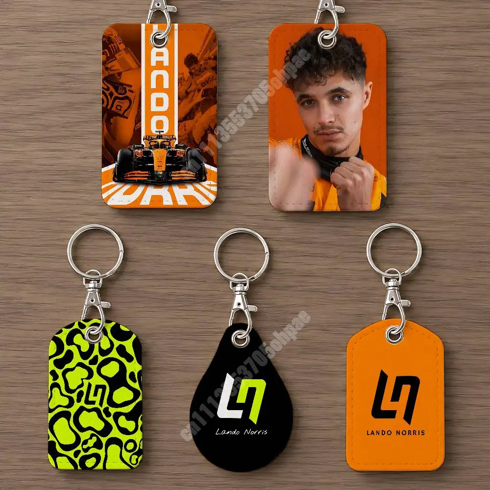 L-Lando LN4 N-Norris Racing Driver Leather Keychain Card Holder for Airtag & Access Cards Modern Bus Pass