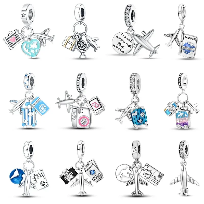 

Fashion 925 Sterling Silver Travel Aircraft Series Charms Beads Fit Pandora Original Bracelets DIY Anniversary Jewelry for Women