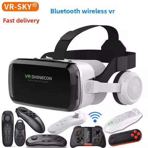 Wireless Virtual Reality Glasses IMAX Huge Screen 3D Glasses Google Cardboard Box VR Headset for 4.7-7.2" Phone,Support Gamepad