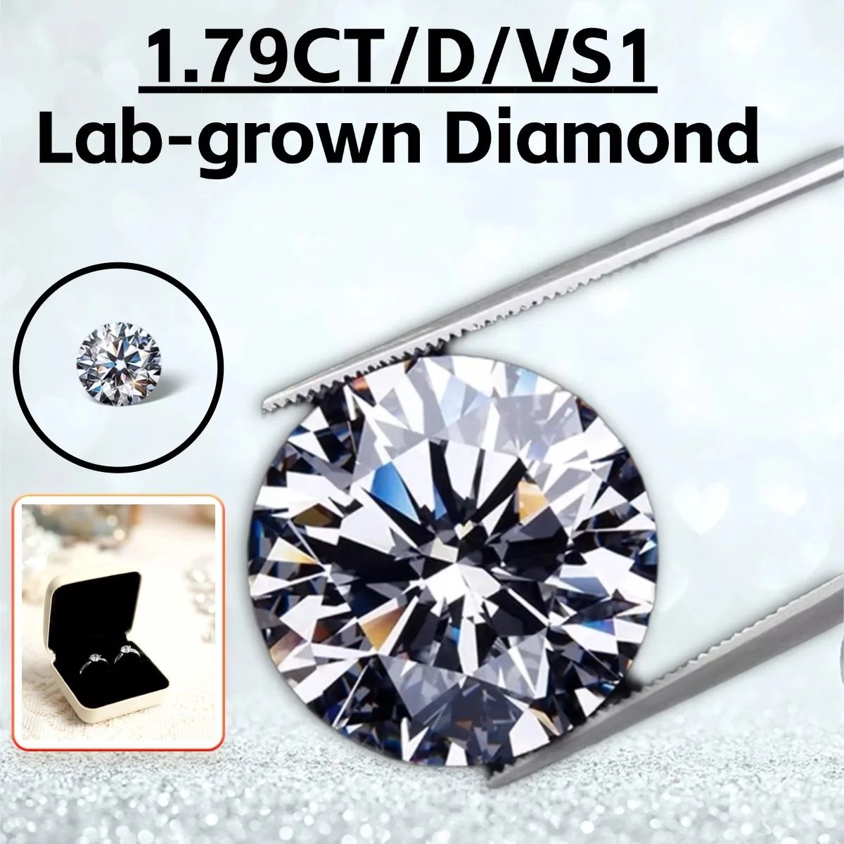 

Искусственный бриллиант 1.79 карата D VS1 круглой огранки, идеальный синтетический алмаз для колец, ожерелий, подвесок, серег, для создания ювелирных изделий своими руками