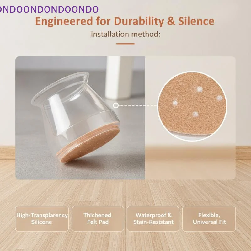16 Pcs Transparent Silicone Chair Leg Protectors With Non Slip Felt Bottom Noise Reduction Perfect For Hardwood Floors Home