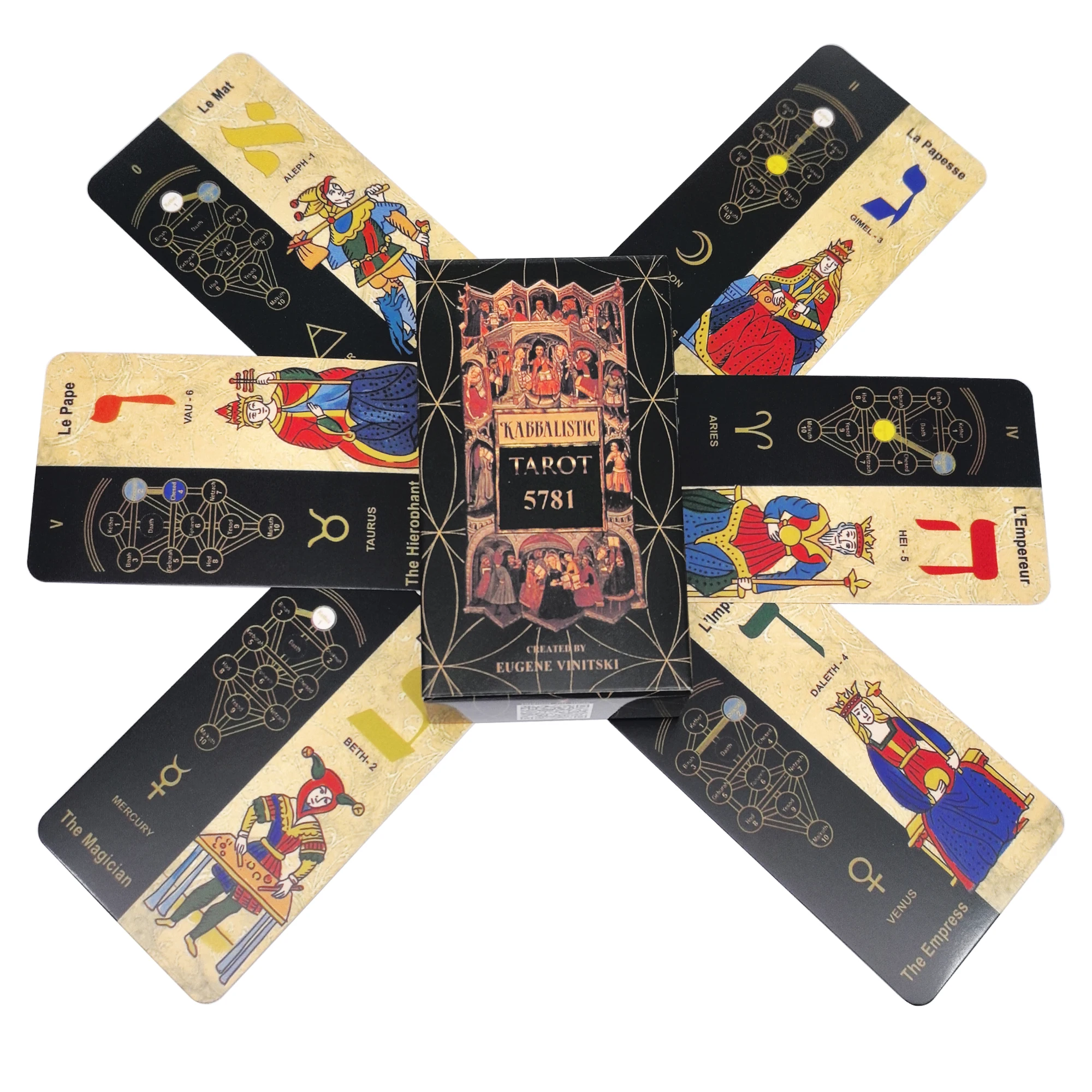 

Kabbalistic Tarot Deck 5781 by Eugene Vinitiski Mystical Kabbalah Inspired Oracle Cards Divination and Spiritual Insight Deck