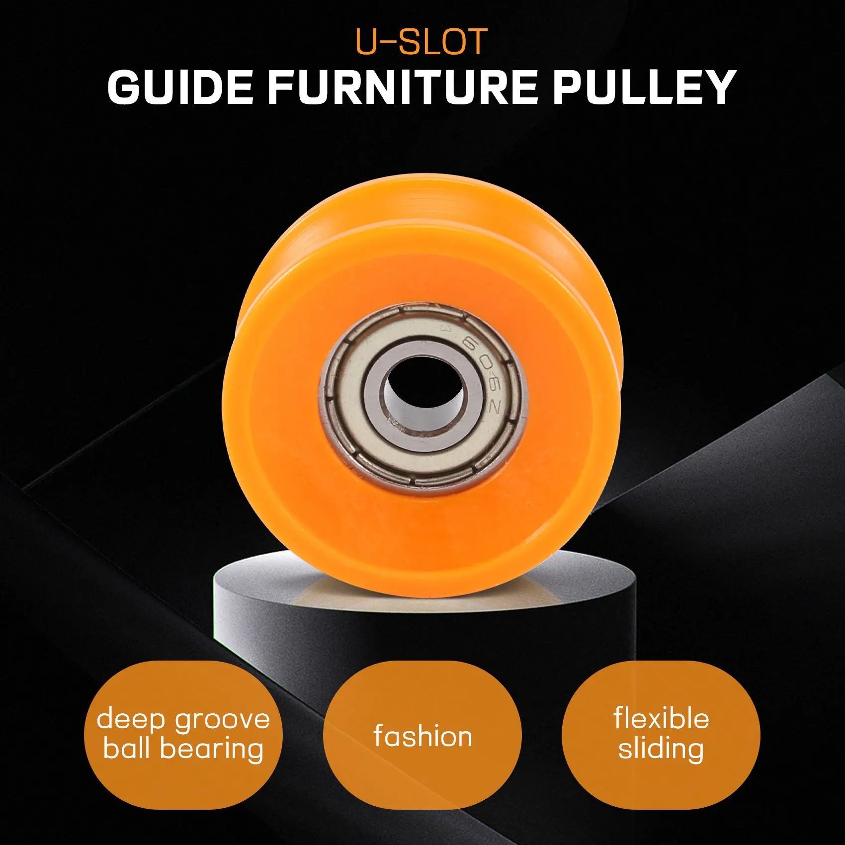 AT77 4 Uds 6X30X13mm rodamientos sellados recubiertos de plástico acero 606Z guía de ranura en U profunda carril de polea rueda de rodamiento de bolas