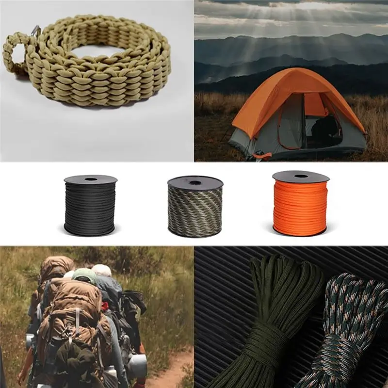 ABUH-50M Polypropylene 7-Core 4Mm Umbrella Rope Outdoor Camping Emergency Tent Canopy Rope Windproof Rope DIY Braided Rope