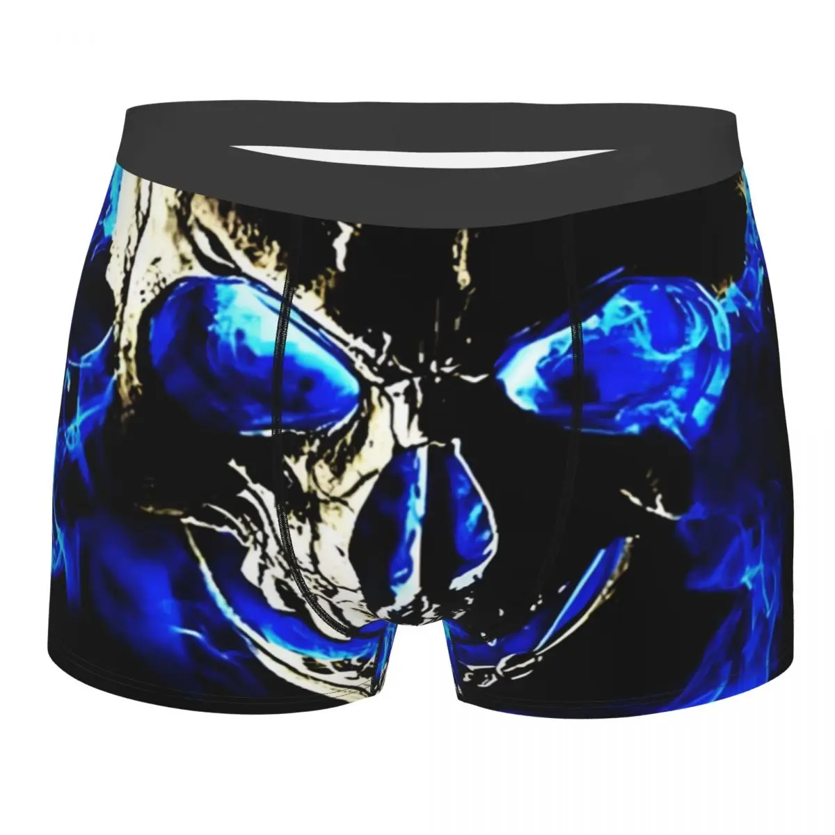 Street Arts Underpants Cotton Panties Man Underwear Sexy Blue Flame Skull Fire Shorts Briefs