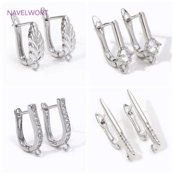 Trendy Brass Ear Wire Hooks 18K Gold Plated Inlaid Zircon Earring Clasps For DIY Handmade Earring Jewelry Making Accessories