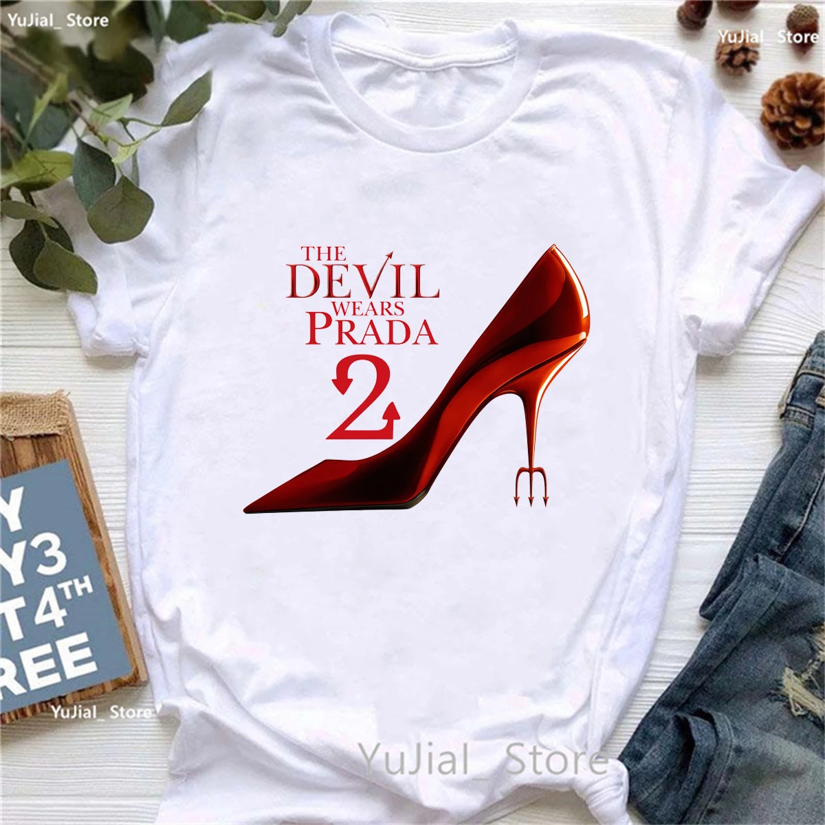 

Fashion Tshirt Girls The Devil Wears Prada 2printed T Shirt Women Red High Heel Fashion T-Shirt Summer Short Sleeve Shirt
