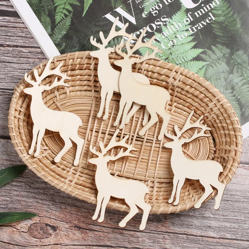 10 Stücke Holz Elch Dekor Weihnachtsbaum Hängen Rentier Hängende Karte Lebendige Weihnachtsdekorationen Festival Dekor Partyzubehör