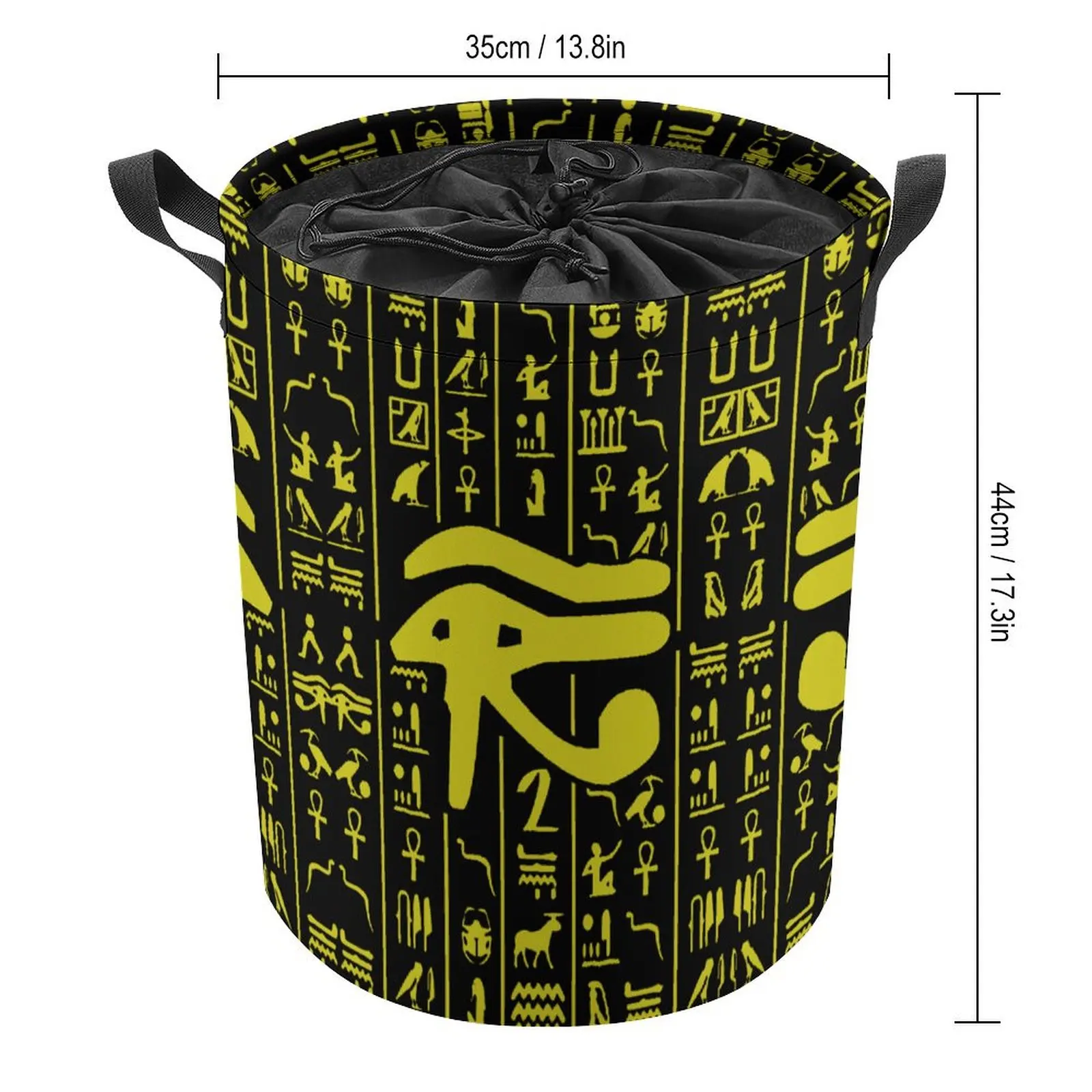 Eye of Horus Egyptian Hieroglyphics Gold Black Es Storage Box Top Quality Laundry Basket Handle on Both Sides Convenient Staying